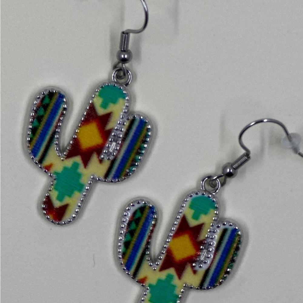 Aztec Style Cactus Earrings